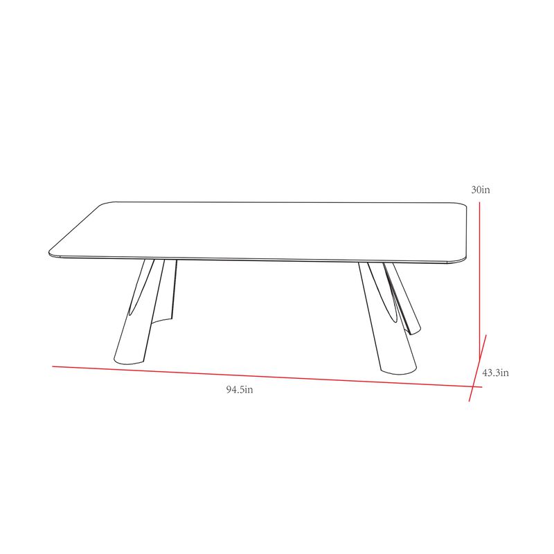 Pasargad Home Novara Design Dark Brown Rectangle Dining Table, 94.5"W