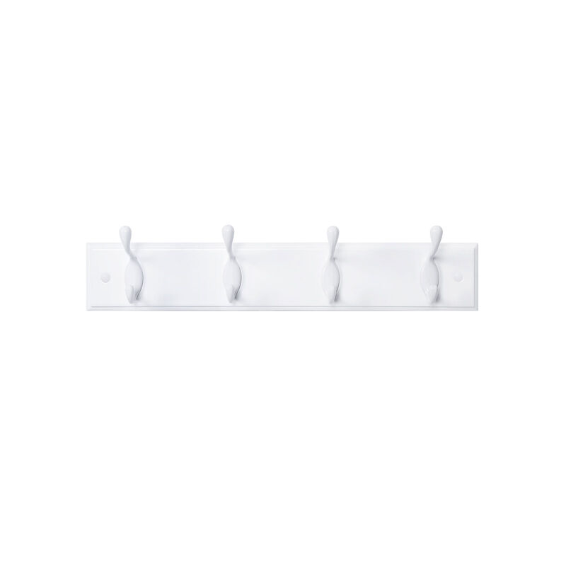 Wall-Mount Coat Rack, Oval Hook Rail, 4 Metal Hooks For Living Room
