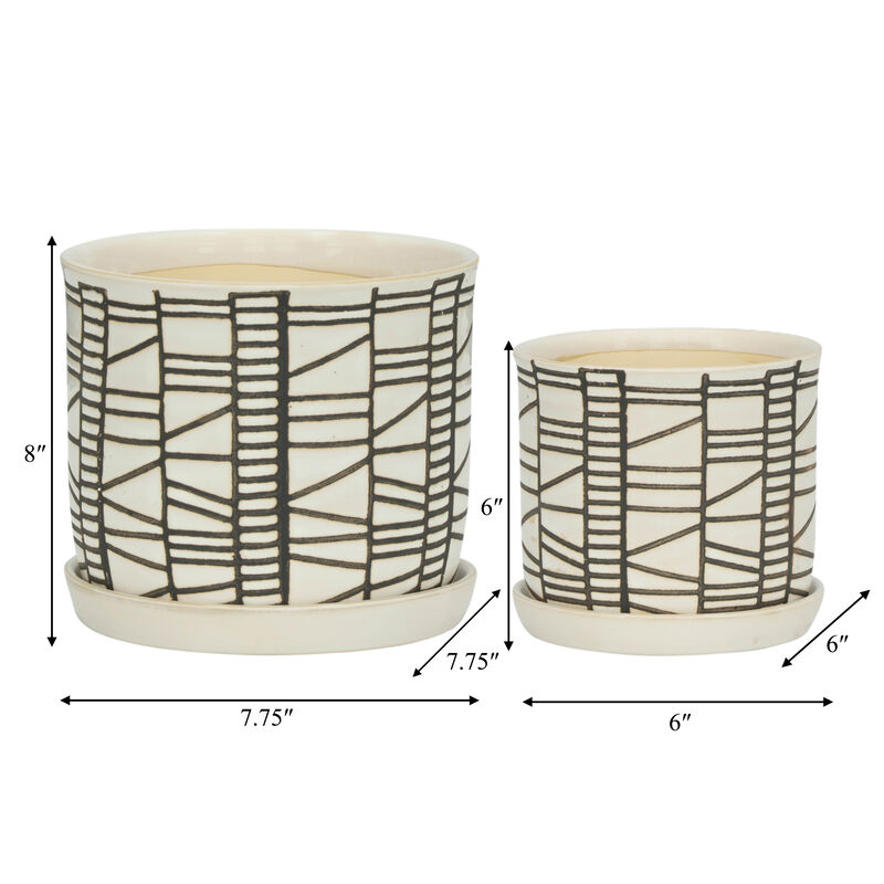 Planter W/ Saucer, Beige