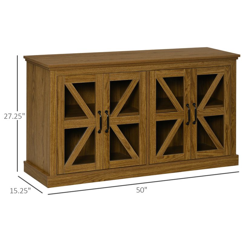 Natural Rustic Cabinet: Kitchen Sideboard with Glass Door TV Stand