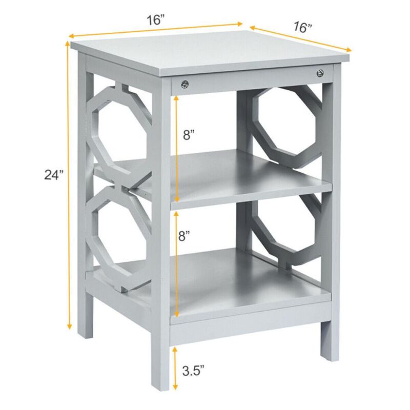 Hivvago 3-tier Nightstand Sofa Side End Accent Table
