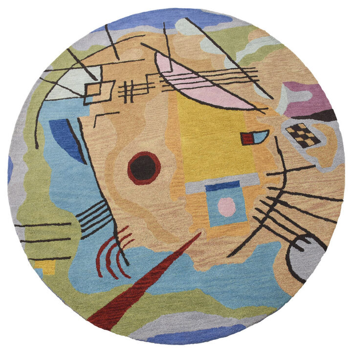 RUGSOTIC CARPETS HAND TUFTED WOOL ECO-FRIENDLY AREA RUGS  - 8'x8', Round Shape, Multicolor, Geometric Modern Design, High Pile  Handmade Anti Skid Area Rugs for Living Room, Bed Room (K00S16)