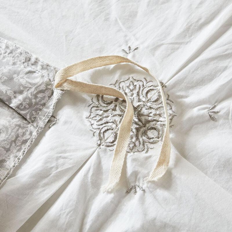 Belen Kox Ivory Embroidered Reversible Duvet Cover Set, Belen Kox