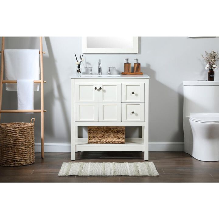 Elegant Kitchen and Bath 32 inch Single bathroom vanity in white
