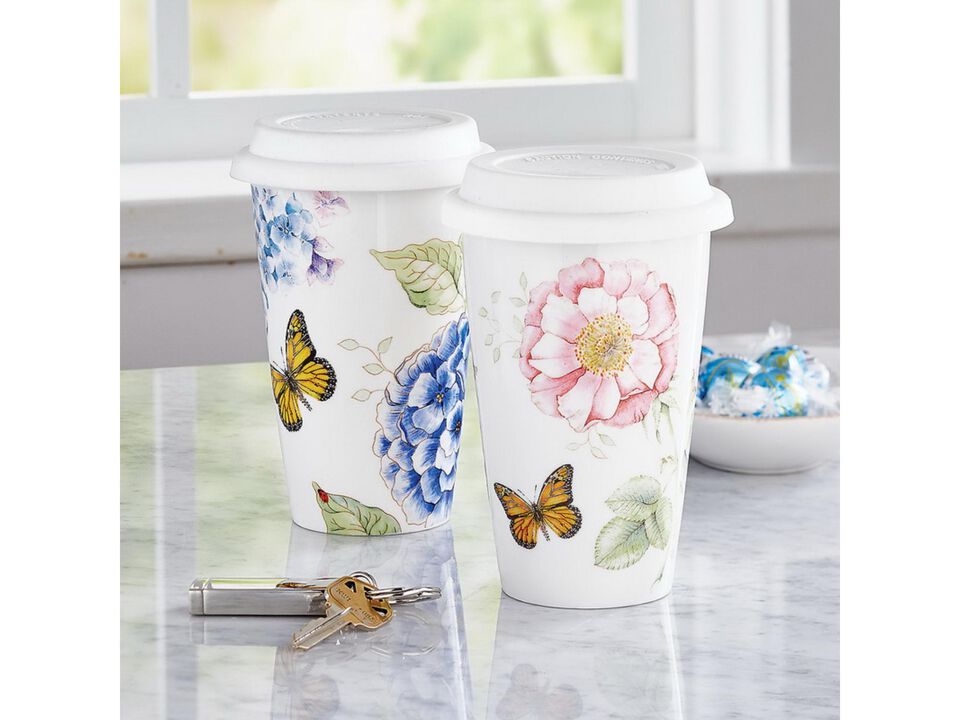 Lenox Butterfly Meadow Thermal Travel Mug -10 oz, White