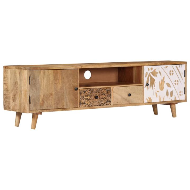 vidaXL TV Cabinet 55.1"x11.8"x15.7" Solid Mango Wood