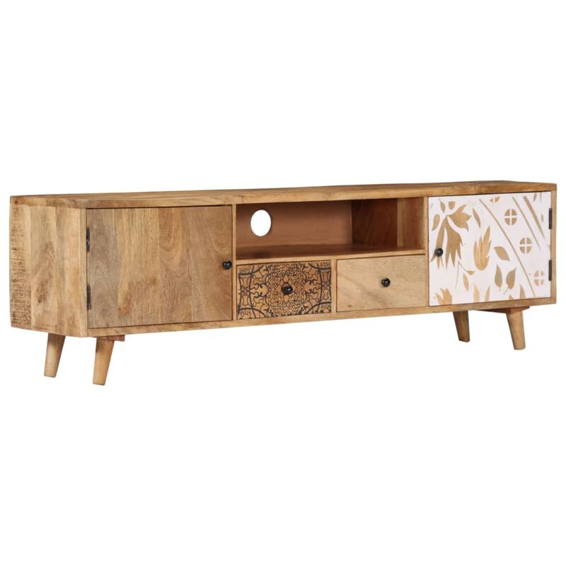 vidaXL TV Cabinet 55.1"x11.8"x15.7" Solid Mango Wood