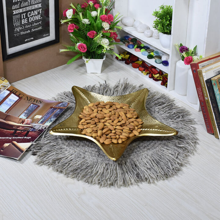 Handmade Decorative Silver Color Coated 14.17 x 14.17 x 1.18 Inches Aluminium Tray 036AB BBH Home's