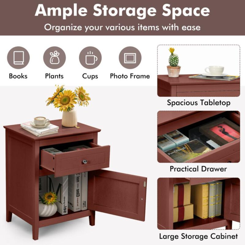 Hivvago 2-Tier Accent Table with Spacious Tabletop