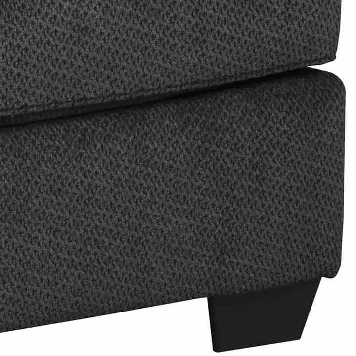 Rectangular Textured Fabric Upholstered Ottoman, Charcoal Gray-Benzara