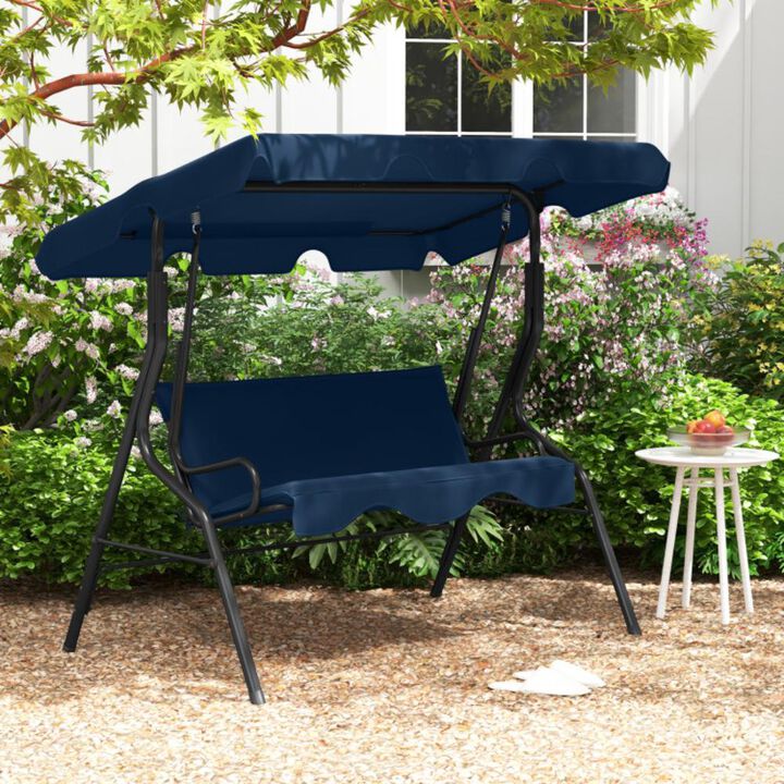Hivvago 3 Seat Outdoor Patio Canopy Swing with Cushioned Steel Frame