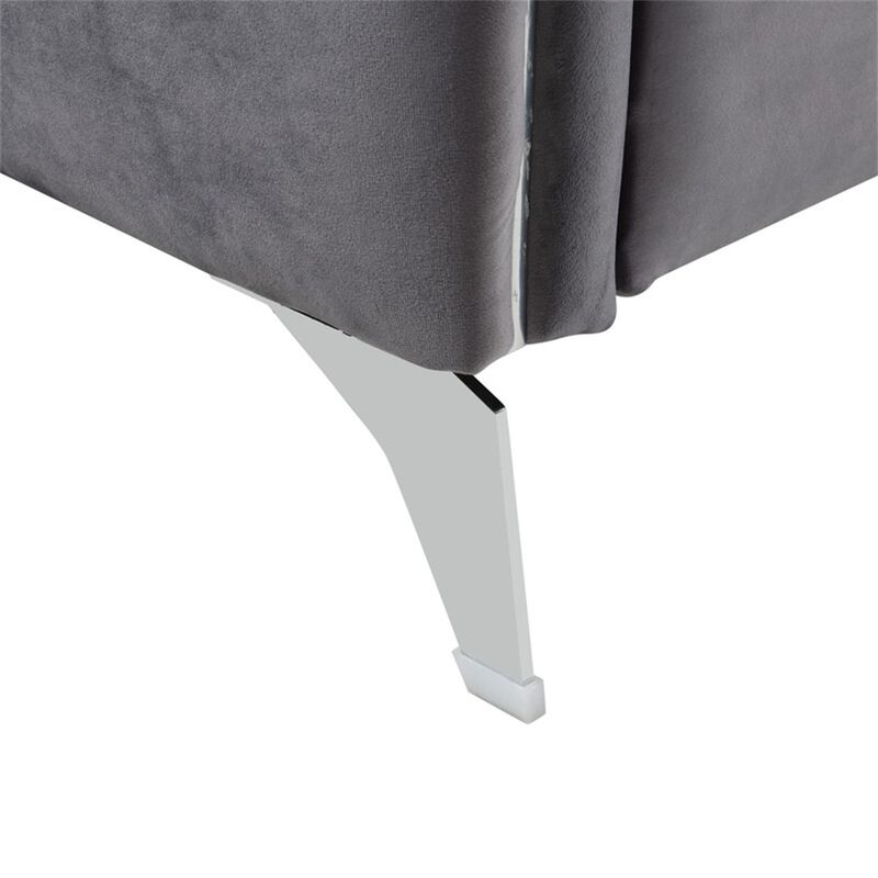 Velvet Modern Chic Accent Armchair in Gray