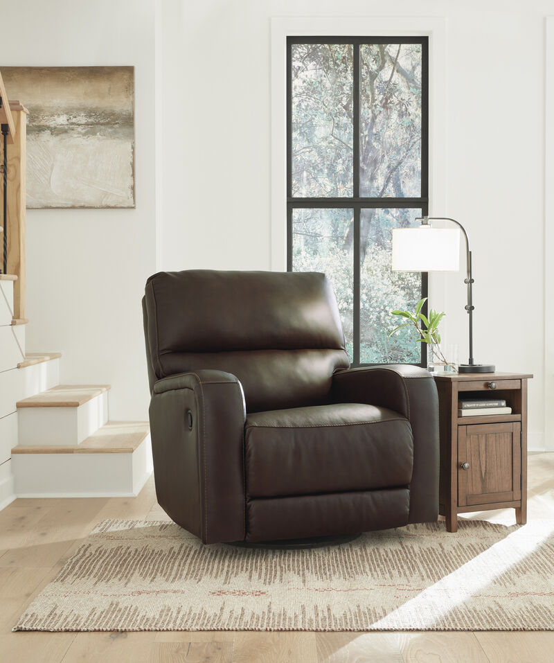 Emberla Manual Swivel Glider Leather Recliner