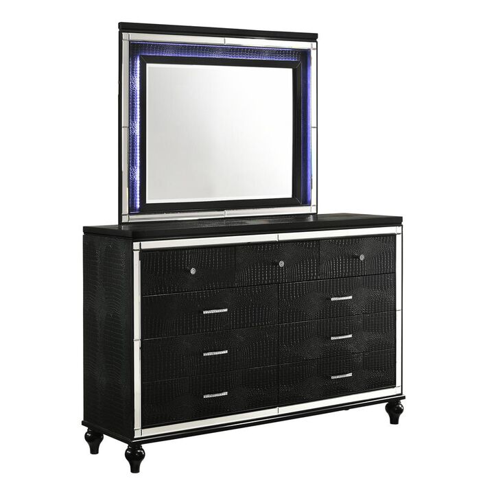 New Classic Furniture Furniture Valentine Solid Wood Dresser with 9 Drawers in Black