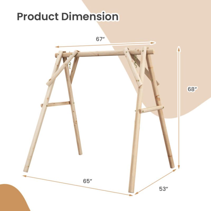 Hivvago Heavy Duty Wooden Swing Frame with Reinforced Bars