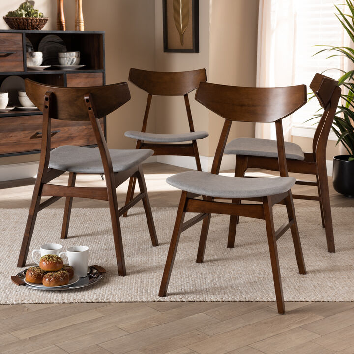 Baxton Studio Danica Light Grey Fabric Upholstered Wood 4 Piece Dining Chair Set