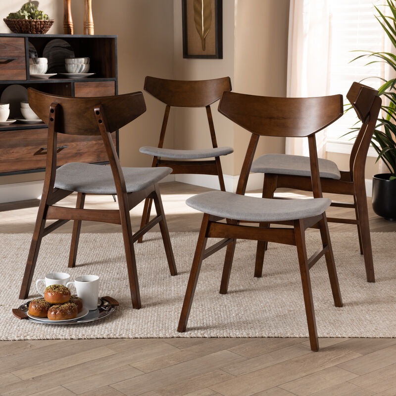 Baxton Studio Danica Light Grey Fabric Upholstered Wood 4 Piece Dining Chair Set