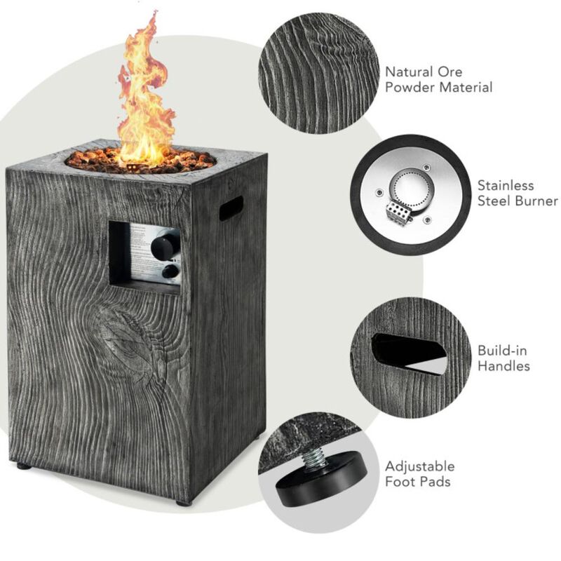 Hivvago 16 Feet Square Outdoor Propane Fire Pit with Lava Rocks Waterproof Cover 30000 BTU