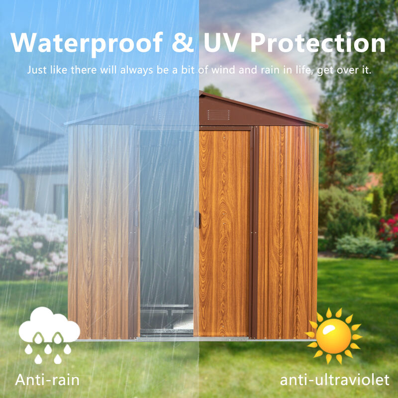 6x6 Metal Storage Shed with Wood Grain Horizontal Siding
