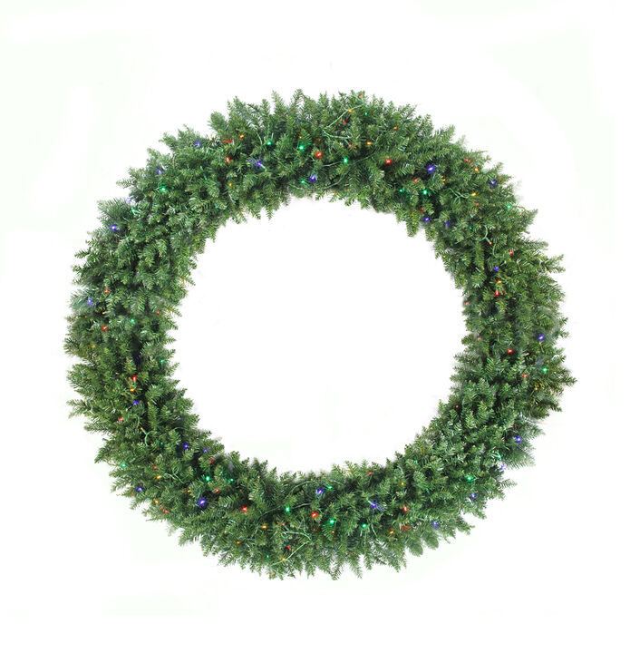 Pre-Lit Buffalo Fir Commercial Artificial Christmas Wreath - 5-Foot  Multi LED Lights