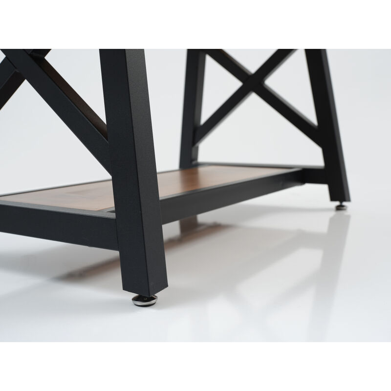 Furnish Home Store Berlin 39" Solid Wood Rustic Coffee Cocktail Table For Living Rooms With Shelf