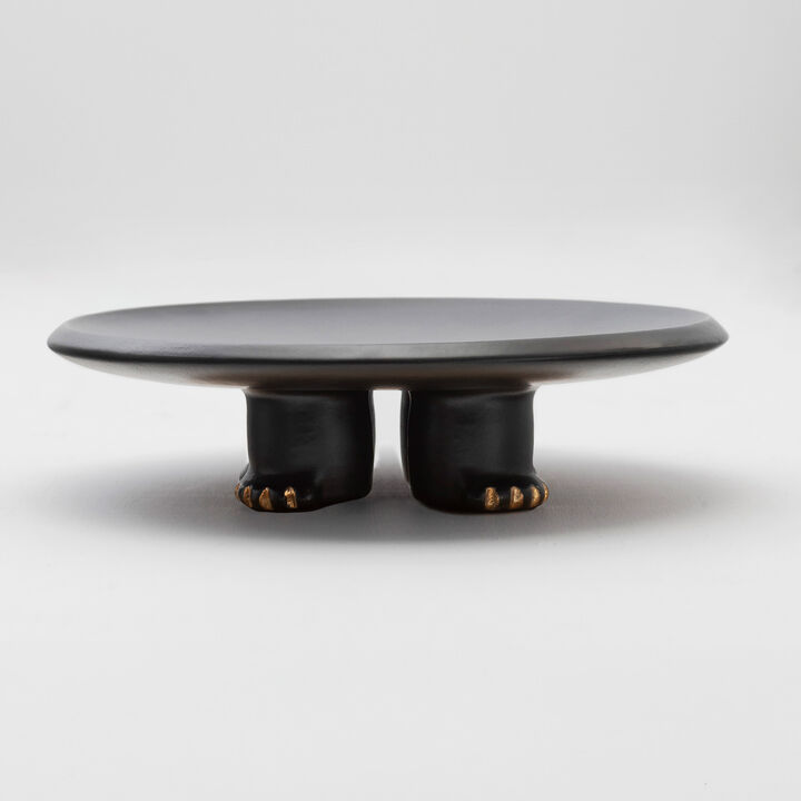 JAMA Decorative Ceramic Platter in Black Glaze with Gold Luster Details, by ANDEAN, In Stock