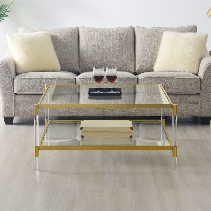Convenience Concepts Royal Crest 2 Tier Acrylic Glass Square Coffee Table