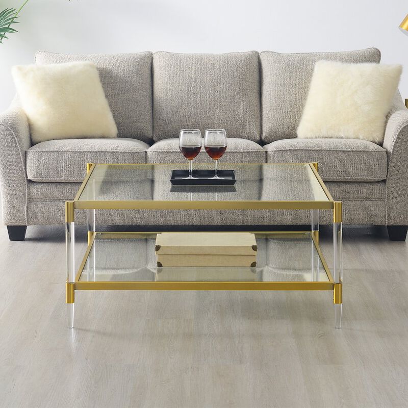 Convenience Concepts Royal Crest 2 Tier Acrylic Glass Square Coffee Table