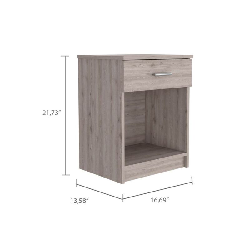 Streamdale Eco Nightstand, Superior Top, One Drawer, Lower Shelf - Light Gray