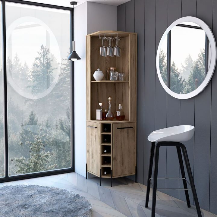 Corner Bar Cabinet Shopron, Living Room, Aged Oak