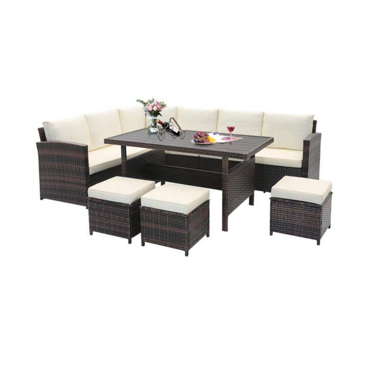 Hivvago 7 Pieces Wicker Patio Furniture Set-White