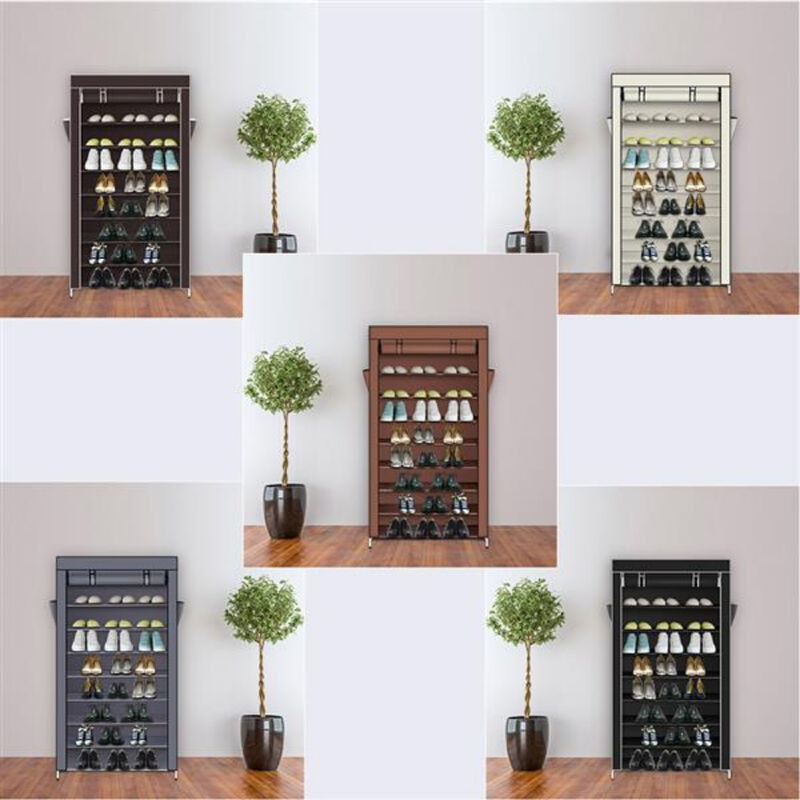 10-Tier Shoe Rack with Dustproof Cover, Shoe Storage Cabinet Organizer for Closet