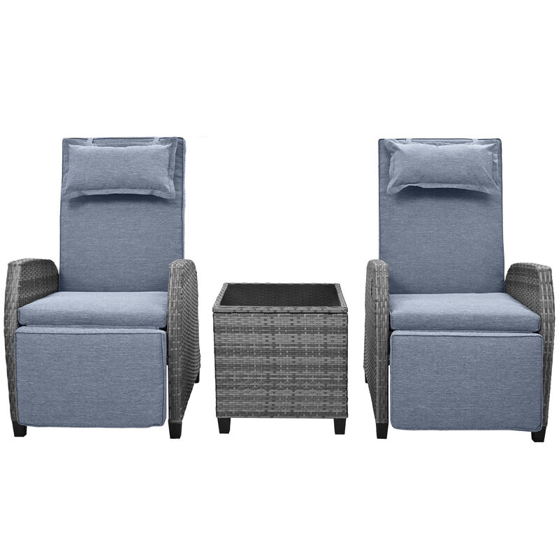 Outdoor Rattan Two-Person Combination With Coffee Tableble, Suitable For Courtyard