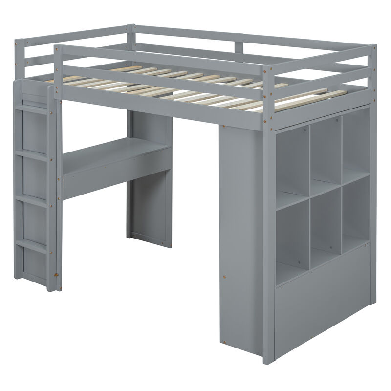 Merax Storage Loft Bed with Writing Desk