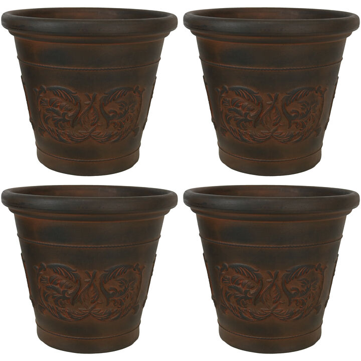 Sunnydaze 16 in Arabella Dual-Wall Polyresin Planter - Rust