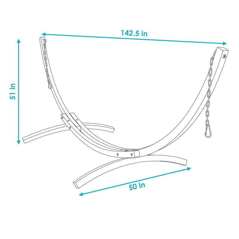 Sunnydaze Curved Wooden Arc Hammock Stand with Hooks and Chains