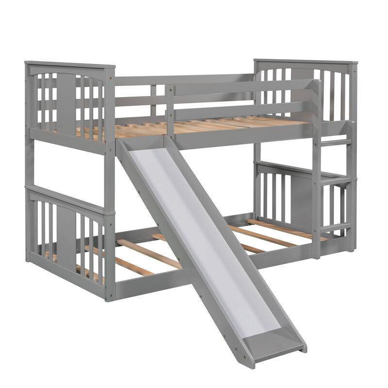 Twin Over Twin Bunk Bed With Slide And Ladder