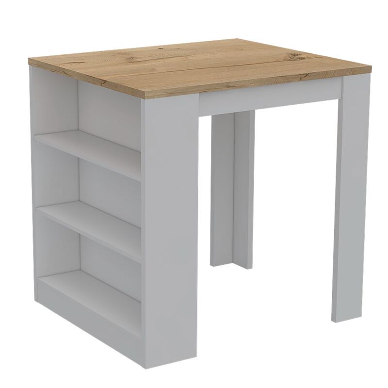 Kitchen Counter Dining Table Toledo, Kitchen, White / Light Oak