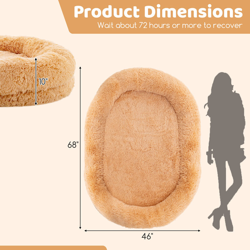 Washable Fluffy Human Dog Bed with Soft Blanket and Plump Pillow – Cozy Pet Bed for Comfort and Rest