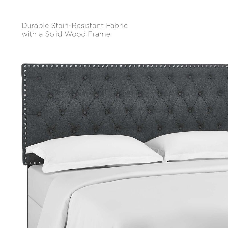 Modway - Helena Tufted Full / Queen Upholstered Linen Fabric Headboard Gray