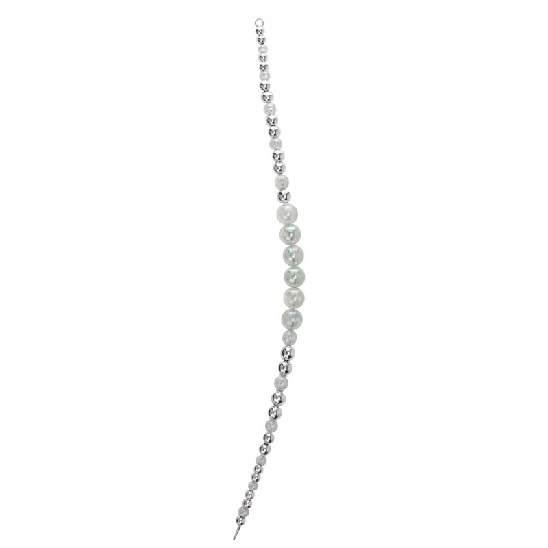 16" Clear and Silver  Beaded Circle Decorative Smooth Christmas Icicle Ornament