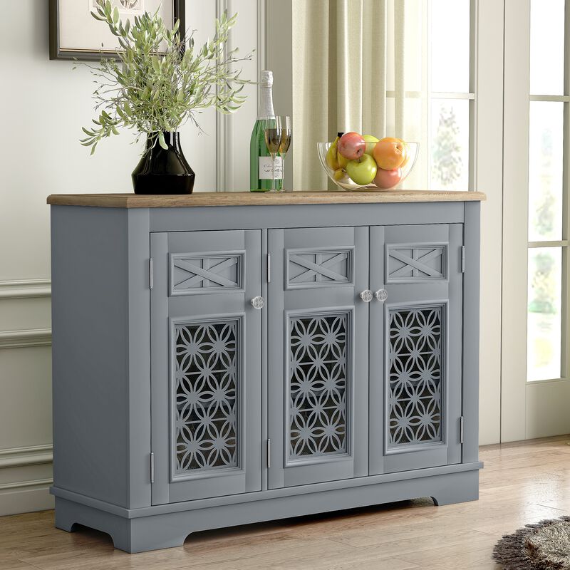 FESTIVO Versatile Buffet Cabinet with Glass Doors and Adjustable Shelves