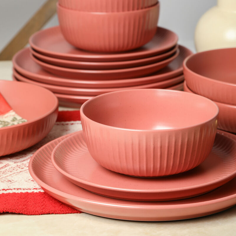 Stone Lain Logan Stoneware 16 Piece Dinnerware Set with Pasta Bowls