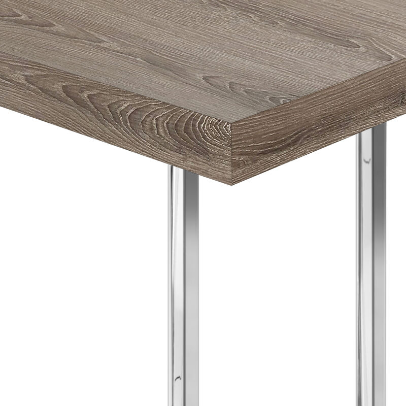 Monarch Specialties I 3638 Accent Table, C-shaped, End, Side, Snack, Living Room, Bedroom, Metal, Laminate, Brown, Chrome, Contemporary, Modern