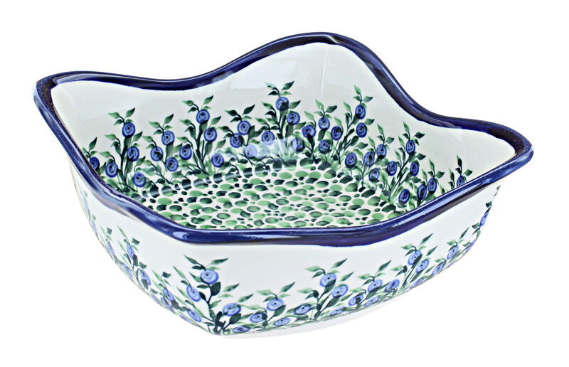 Blue Rose Polish Pottery Sweet Annie Large Square Scallop Bowl