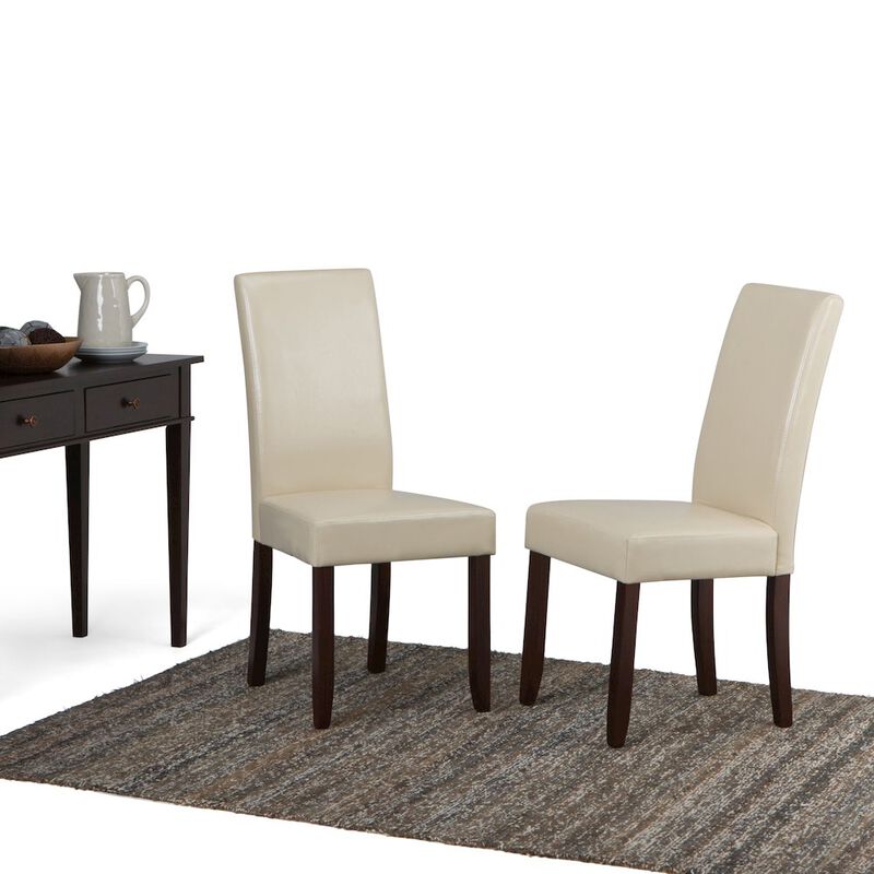 Simpli Home Acadian Solid Wood Parson Dining Chair (Set Of 2) In Satin Cream