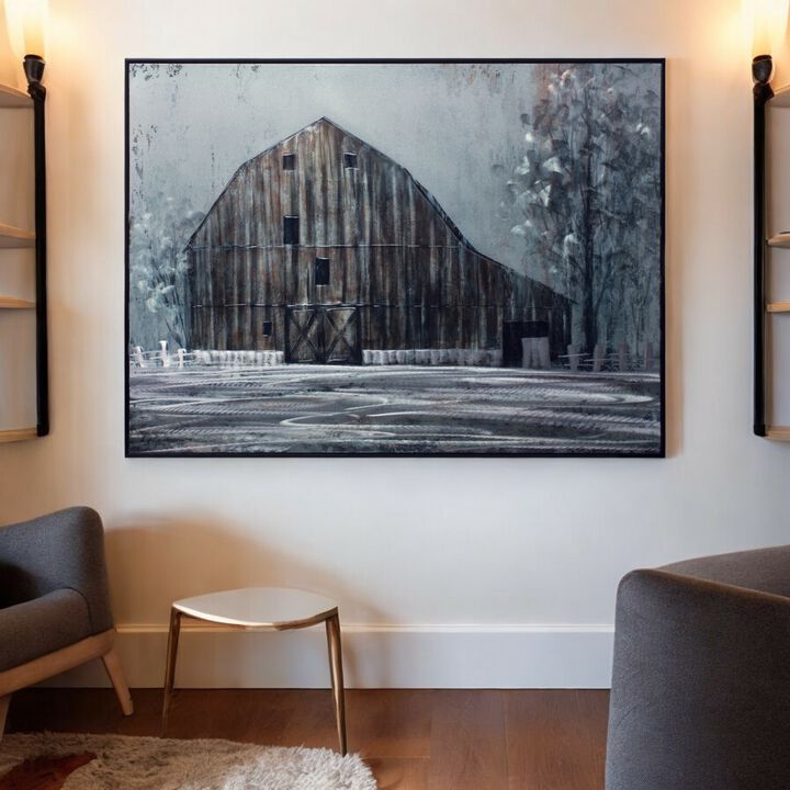 Framed Barn Print for Rustic Home Décor and Farmhouse Wall Art