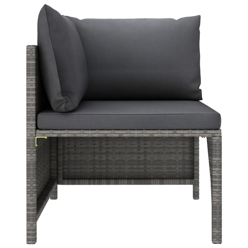 vidaXL 2-Seater Patio Sofa with Cushions Gray Poly Rattan