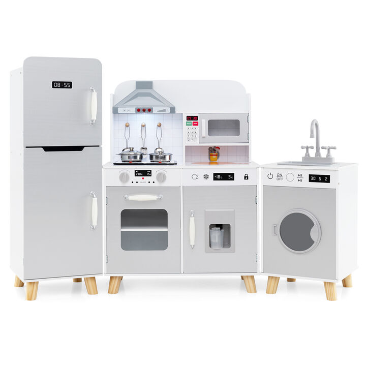 3-in-1 Kitchen Playset with Refrigerator and Washing Machine Fun Pretend Play Toy for Kids