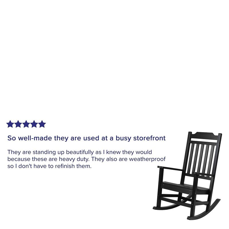 Flash Furniture Winston All-Weather Poly Resin Rocking Chair in Black